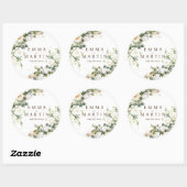 Witte Rozen Trouw Elegante Bloemen Ronde Sticker (Vel)