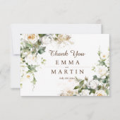 Witte Rozen Trouwbloem Bedankkaart (Voorkant)