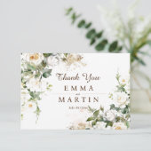 Witte Rozen Trouwbloem Bedankkaart (Staand voorkant)