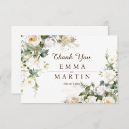 Witte Rozen Trouwbloem Bedankkaart
