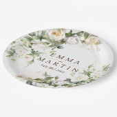 Witte Rozen Trouwbloemen Papieren Bordje (Gekanteld)