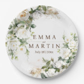 Witte Rozen Trouwbloemen Papieren Bordje (Voorkant)