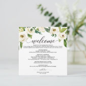 Witte Rozen Trouwroute - Bruiloft Welkom Programmakaart (Staand voorkant)