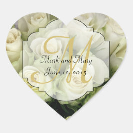 Witte Rozen Trouwsuite Blush Champagne Hart Sticker