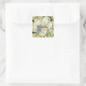 Witte Rozen Trouwsuite Blush Champagne Vierkante Sticker (Tas)