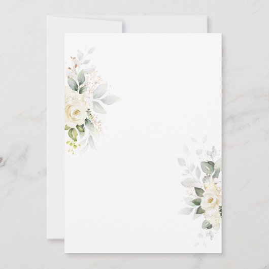 Witte Rozen Trouwtafel Zitkaart Kaart (Achterkant)