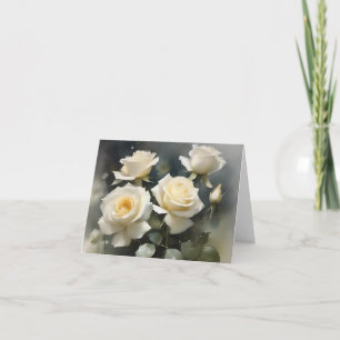 witte rozen tuin waterverf schilderij kaart