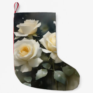 witte rozen tuin waterverf schilderij kleine kerstsok