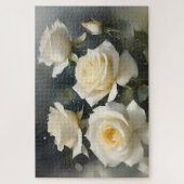 witte rozen tuin waterverf schilderij legpuzzel (Verticaal)