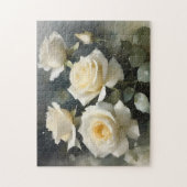 witte rozen tuin waterverf schilderij legpuzzel (Verticaal)