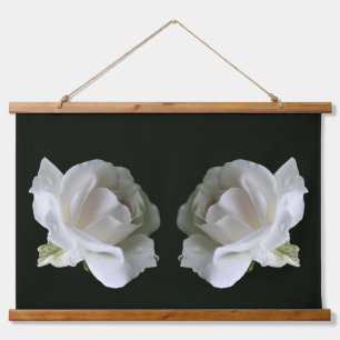 Witte Rozen Tweeling Bloemige Natuur Kunst Hangend Wandkleed