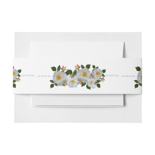 witte rozen uitnodigingen wikkel (Voorkant Voorbeeld)