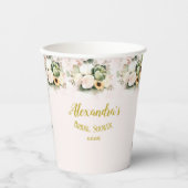 Witte Rozen Vallen Pompoenen Papieren Bekers (Voorkant)