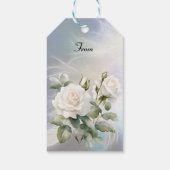 Witte rozen & veren cadeaulabel (Achterkant)