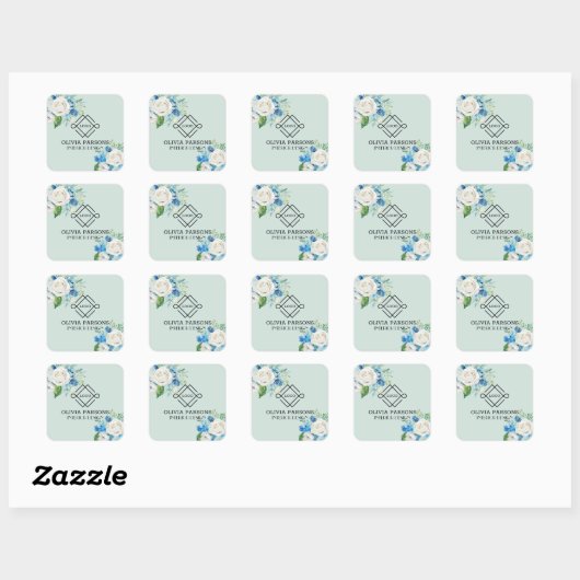 Witte rozen vierkante sticker (Vel)