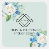 Witte rozen vierkante sticker (Voorkant)