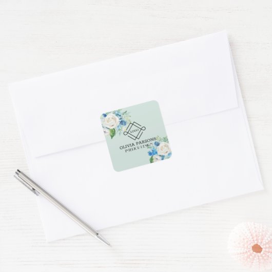 Witte rozen vierkante sticker (Envelop)