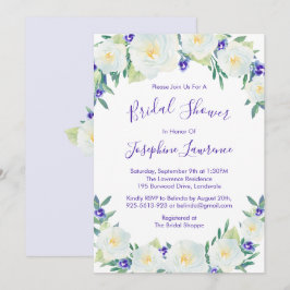 Witte Rozen & Violets Waterverf Vrijgezellenfeest Kaart