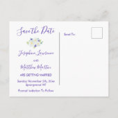 Witte rozen & viooltjes Bewaar de datum Aankondigingskaart (Achterkant)