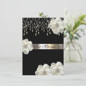 Witte rozen, vleermuis mitswa, aangepaste uitnodig kaart (Staand voorkant)