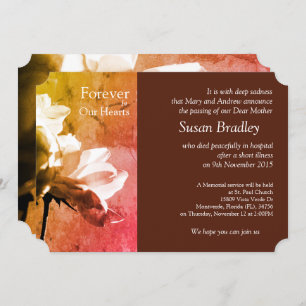 Witte rozen voor altijd in onze harten herdenkings kaart