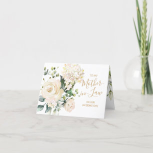 Witte rozen voor mijn schoonmoeder op mijn trouwda bedankkaart