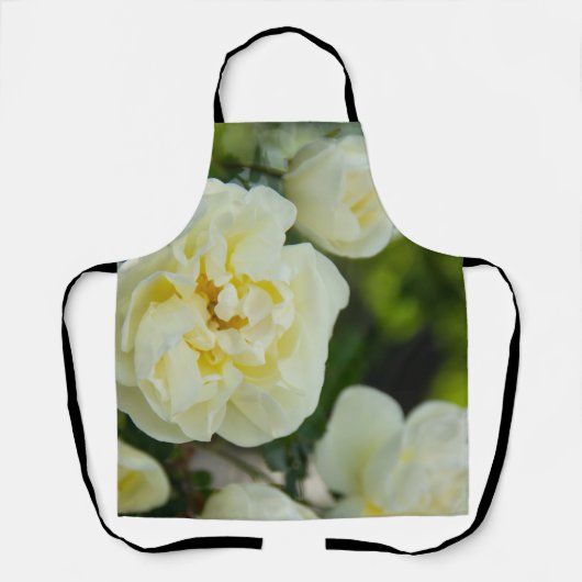 Witte rozen voor positieve uitslag schort (Voorkant)