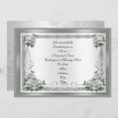 Witte rozen voor weddenschappen op zilversatin kaart (Voorkant / Achterkant)