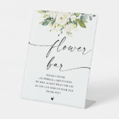 Witte Rozen Vrijgezellenfeest Bloembalk Teken Reclamebord Met Voetstuk (Voorkant)