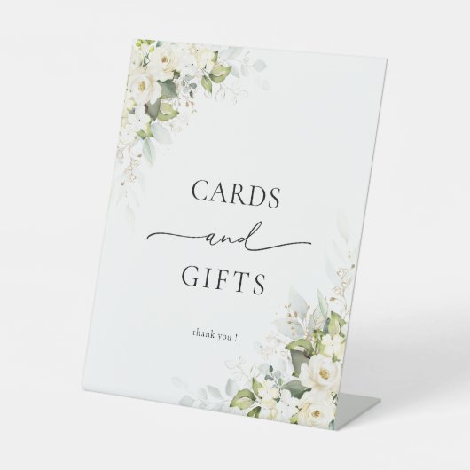 Witte Rozen Vrijgezellenfeest Kaarten en geschenke Reclamebord Met Voetstuk (Voorkant)