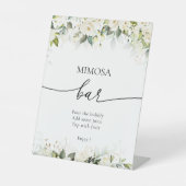 Witte Rozen Vrijgezellenfeest Mimosa Bar Teken Reclamebord Met Voetstuk (Voorkant)