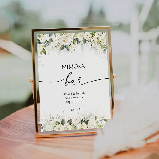 Witte Rozen Vrijgezellenfeest Mimosa Bar Teken Reclamebord Met Voetstuk