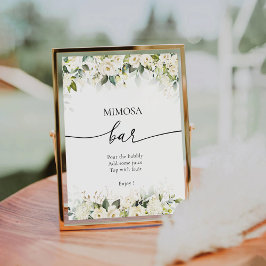 Witte Rozen Vrijgezellenfeest Mimosa Bar Teken Reclamebord Met Voetstuk