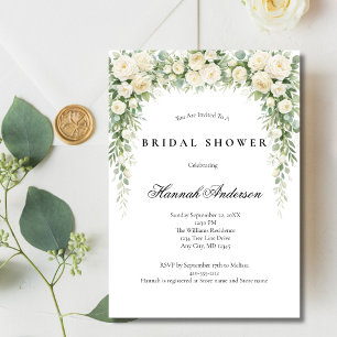 Witte Rozen Waterverf Bloemen Bruidsdouche Kaart