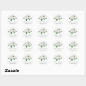 Witte Rozen Waterverf Trouwstickers Ronde Sticker (Vel)