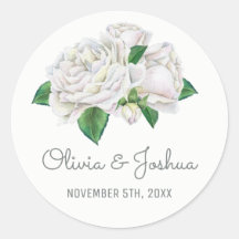 Witte Rozen Waterverf Trouwstickers
