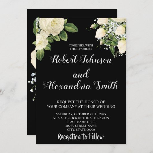 Witte rozen | Weddenschap Kaart (Voorkant / Achterkant)