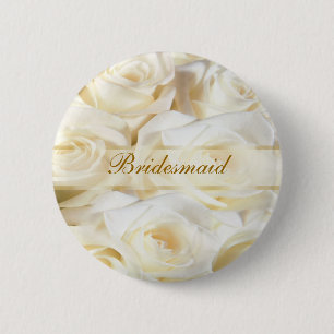 Witte rozen Wedding Bridesmaid Button
