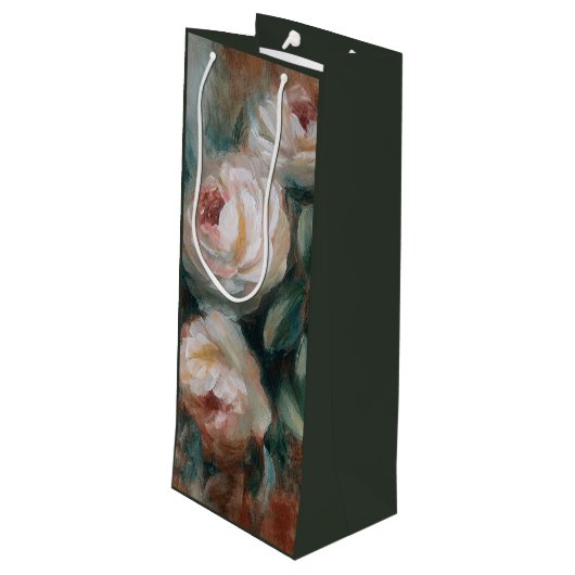 Witte rozen wijn cadeautas (Achterkant Gekanteld)