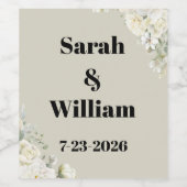 Witte Rozen Wijnglas Etiket (Enkel label)