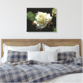 Witte Rozen Wilde Bloemen Fotoprint Canvas Afdruk (Insitu (Slaapkamer))