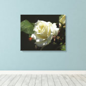 Witte Rozen Wilde Bloemen Fotoprint Canvas Afdruk (Insitu (Houten vloer))