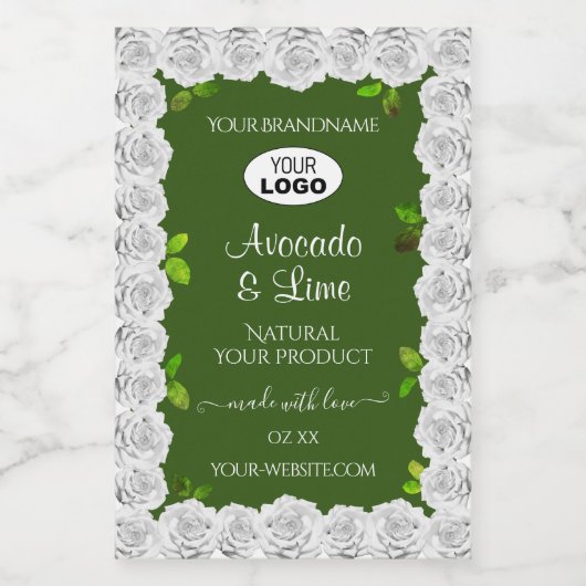 Witte rozen witte rozen met Logo Voedselcontainer Etiket (Enkel label)
