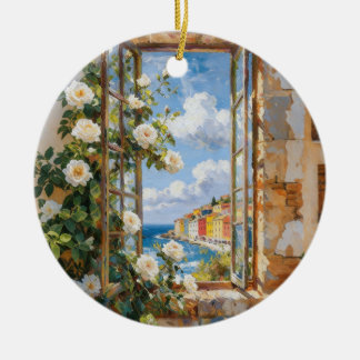Witte Rozen Zeezicht Ornament