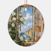 Witte Rozen Zeezicht Ornament (Links)
