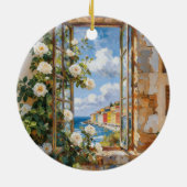 Witte Rozen Zeezicht Ornament (Achterkant)