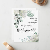 Witte rozen zijn mijn bruidsvoorstel notitiekaartje (Voorkant / Achterkant in situ)