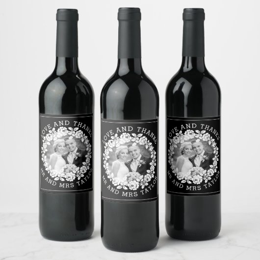 Witte rozenbaard Dank u, mijnheer & mevrouw, voor  Wijn Etiket (Flessen)