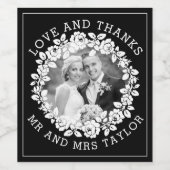 Witte rozenbaard Dank u, mijnheer & mevrouw, voor  Wijn Etiket (Enkel label)