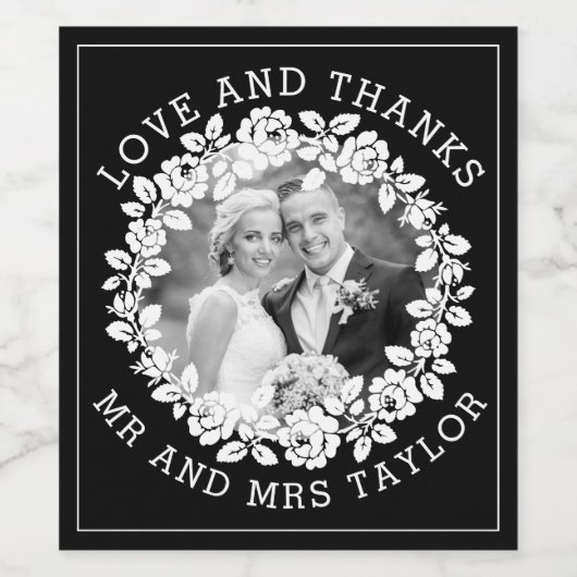 Witte rozenbaard Dank u, mijnheer & mevrouw, voor  Wijn Etiket (Enkel label)